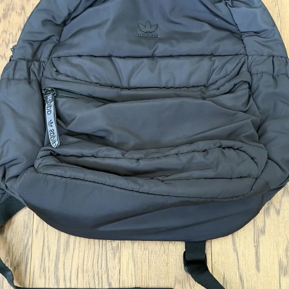 Adidas Originals Puffer Backpack Black Quilted Trefoil Logo Bag